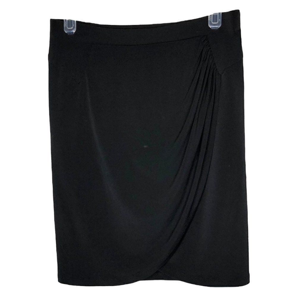 M. M. KORS Black Ruched Crossover Midi Skirt w/ Lining - Size S